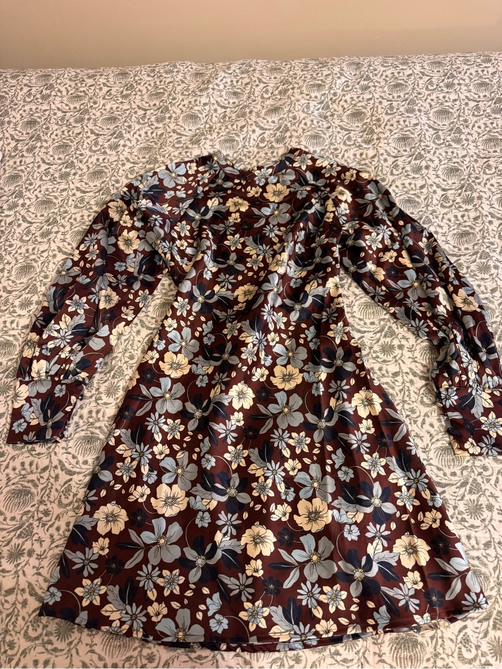 Future Collective Women's Floral Long-Sleeve Mini Dress in Brown